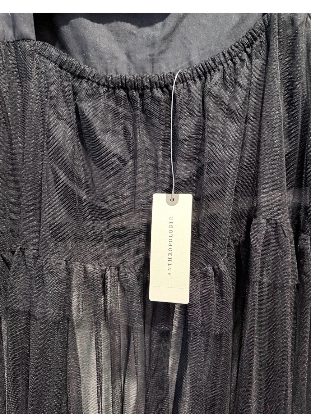 NWT Anthropologie Black Tiered Organza Slip Dress - Picture 6 of 6